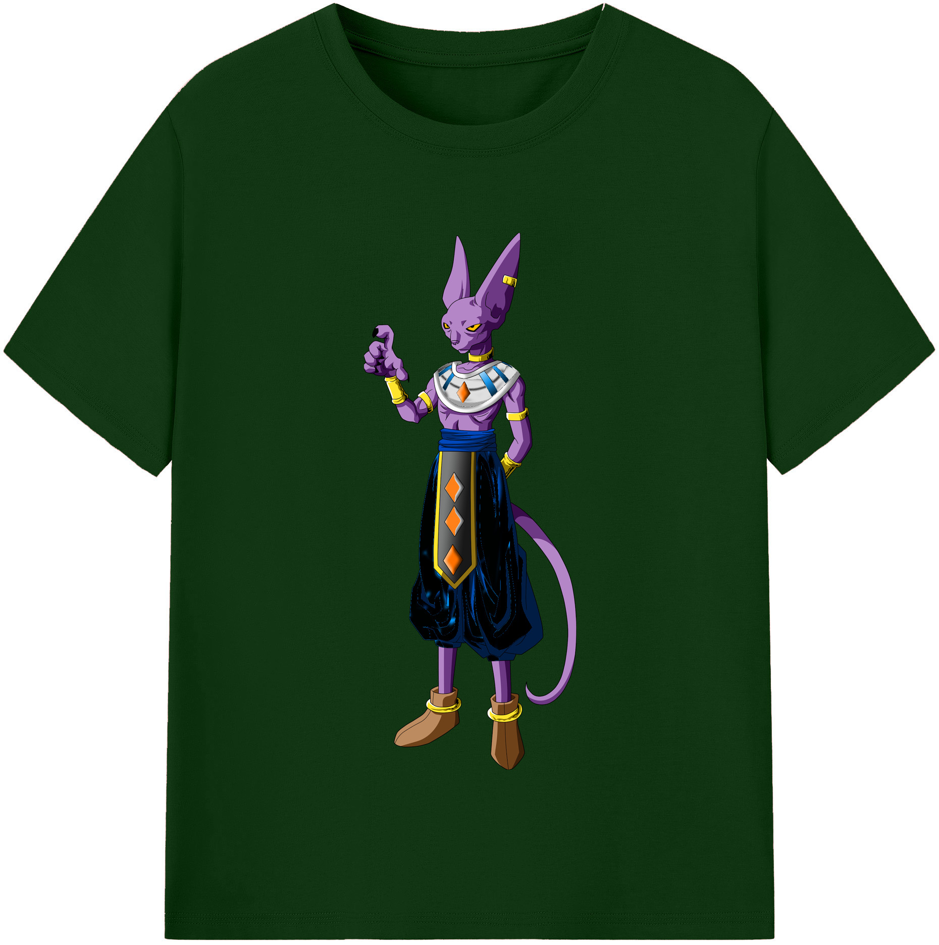 （画像用） ドラゴンボール ビルス 破壊神ビルス DRAGON BALL Beerus Birusu 綿100％半袖Tシャツ（フロントプリント）